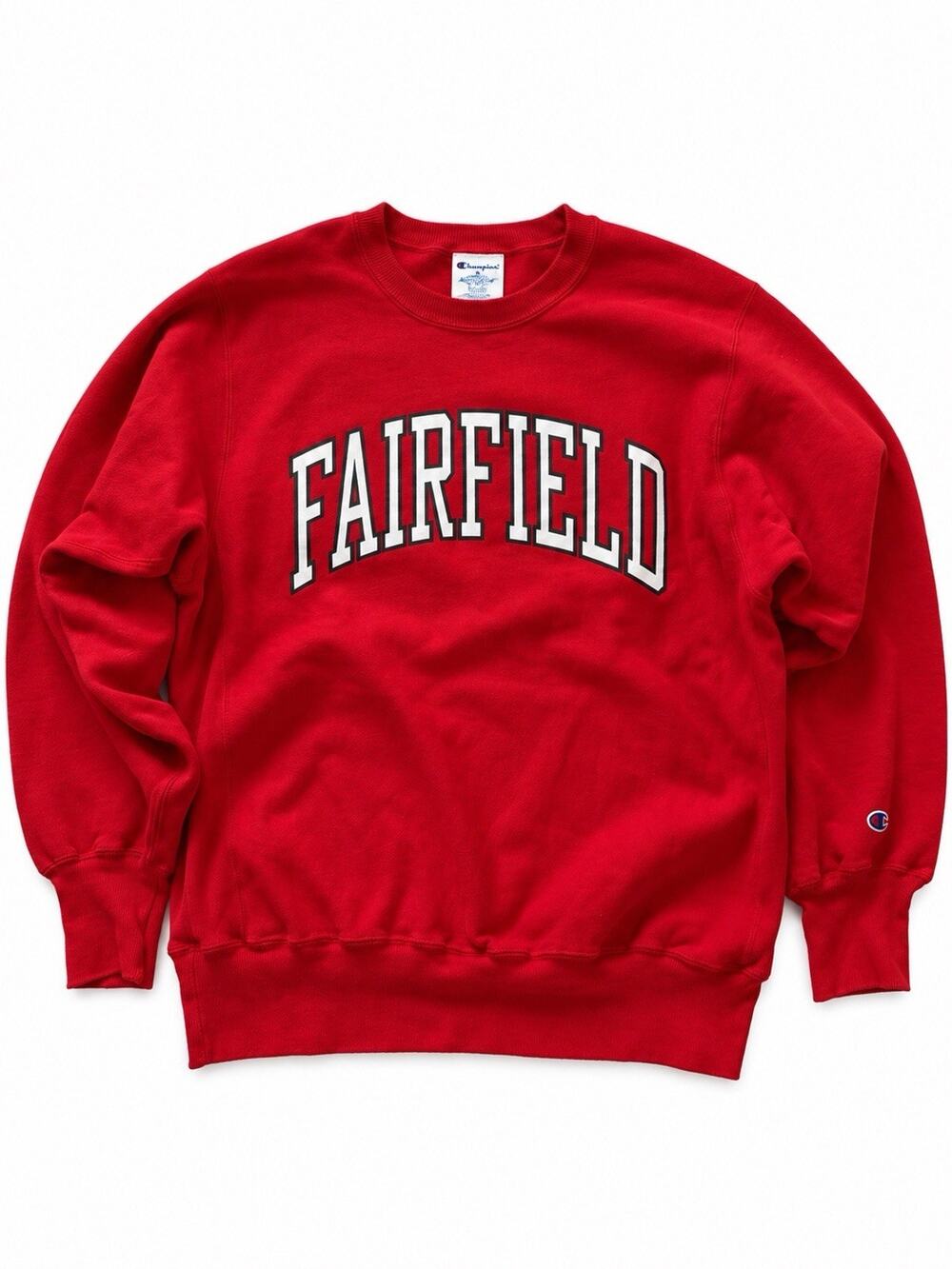 Vintage Champion Reverse Weave Fairfield College Sweatshirt Red Large USA 90s